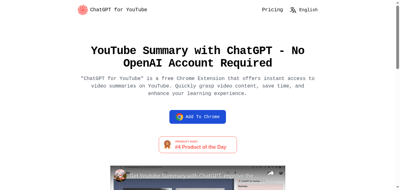 ChatGPT for Youtube