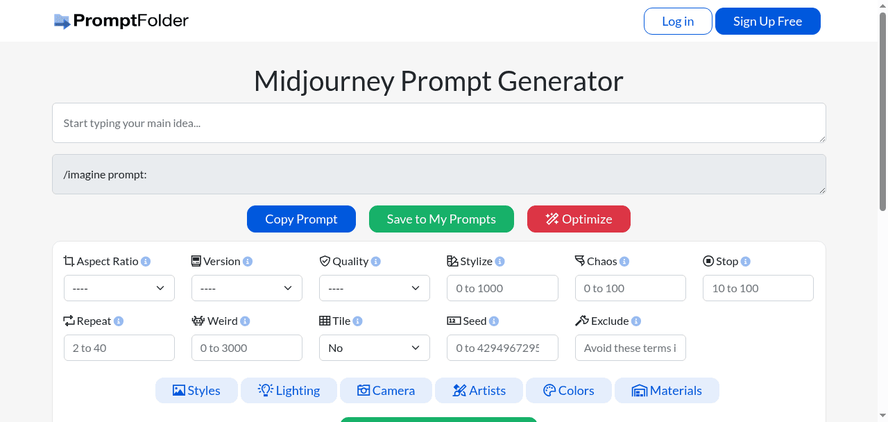 MidJourney Prompt Helper